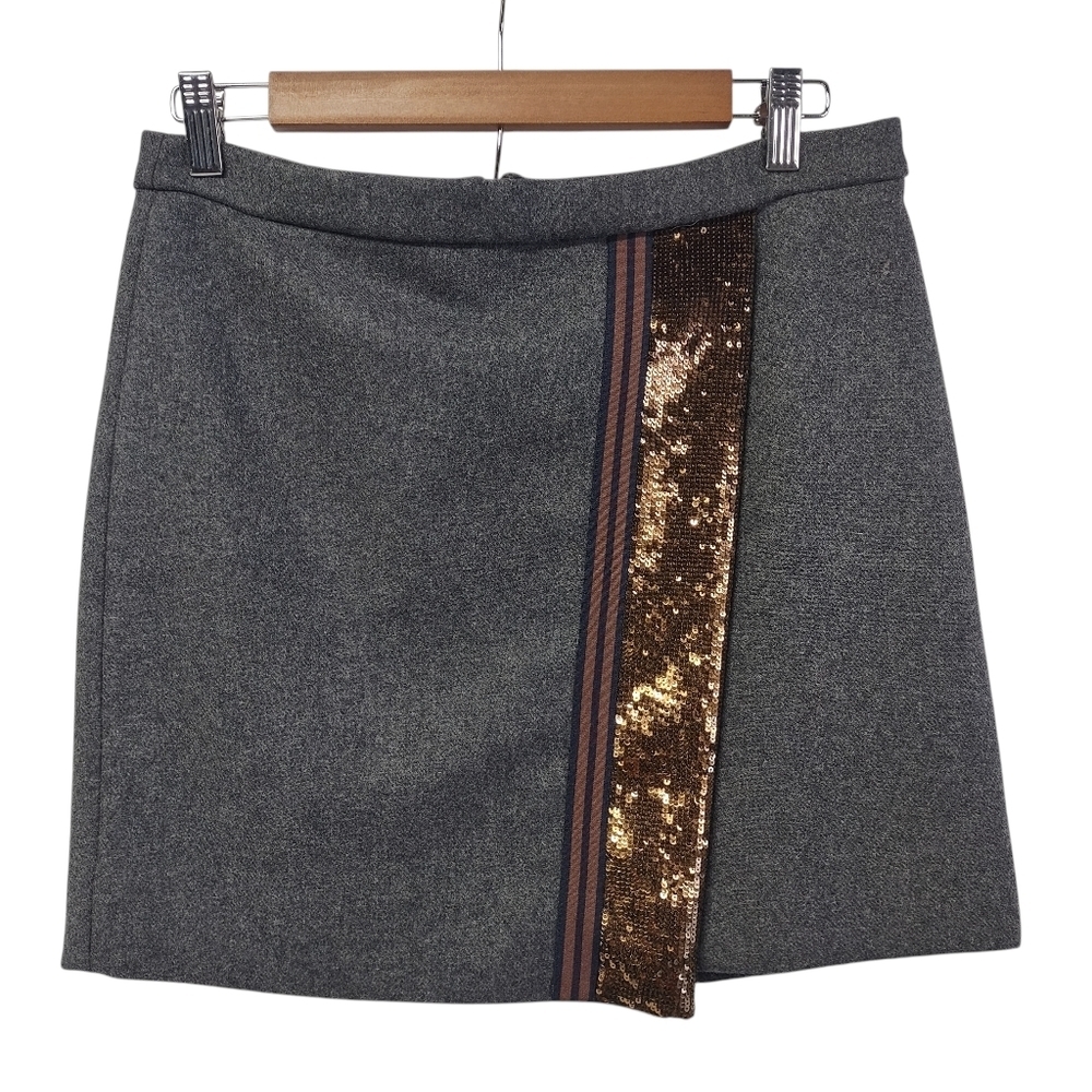 J. Crew Wool Blend Origami Skirt Mini Sequins Gray Women's Size 4 - Picture 3 of 12